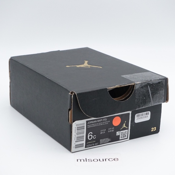 NEW Size 6 Toddler Kid's Jordan MVP Stretch Lace Sneakers DZ5576-007 Black/Gold - Picture 10 of 10